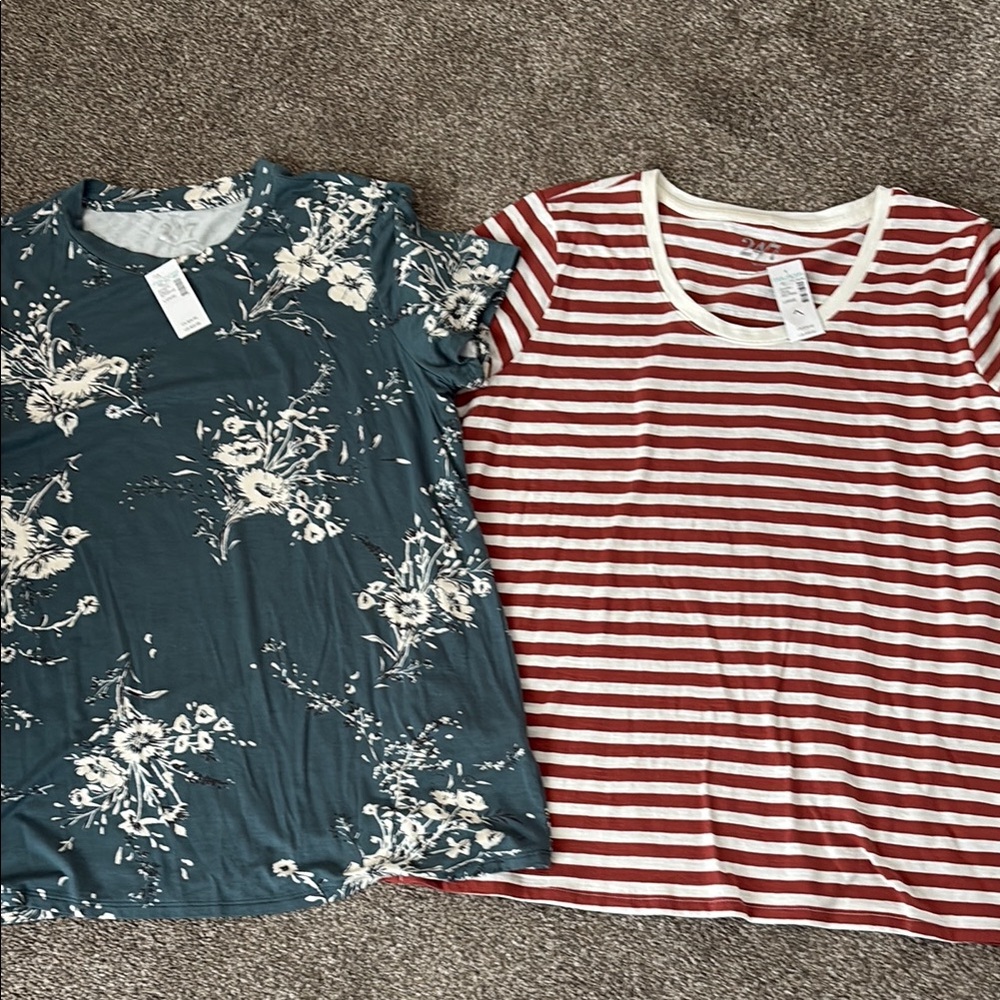 Floral and Striped T-Shirt Set